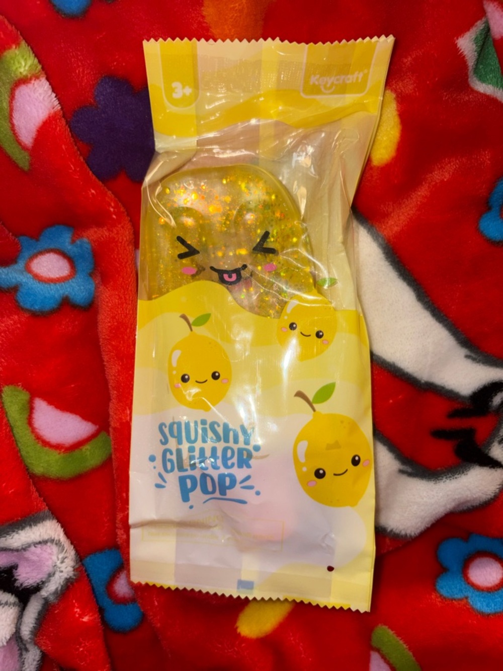 Keycraft Squishy Glitter Pop Yellow Lemon- Glitter squish toy NEW QUICK SHIP
